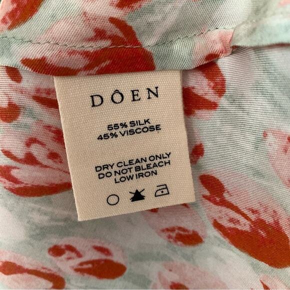 NWT Doen Kelsea Silk Rosette Floral V-Neck Short Sleeve Mini Dress Tulip Fields - Picture 14 of 16